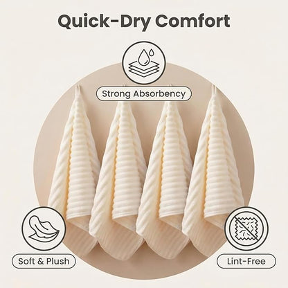 4PCS Beige Microfiber Hand Towels