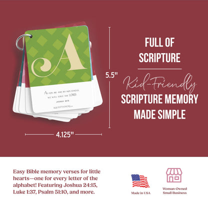 ABC Bible Verse Cards for Kids - Scripture Memory Flash Cards - Alphabet Bible Verses to Memorize A to Z - Christian Homeschool and Sunday School Gift - Scriptionery