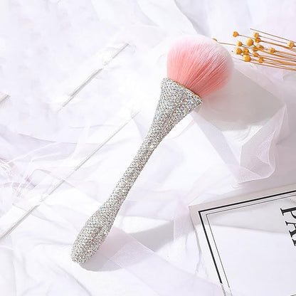 WOKOTO 1pcs White Shiny Rhinestone Nail Art Dust Brushes