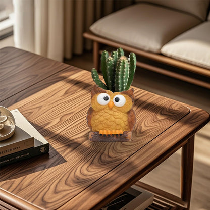 Qhzxcvlk Cute Resin Owl Succulent Pot - Indoor Plant Planter for Desktop, Windowsill, Home & OfficeDecor-Uniaue Gardenina Gift for Herbs and Flowers