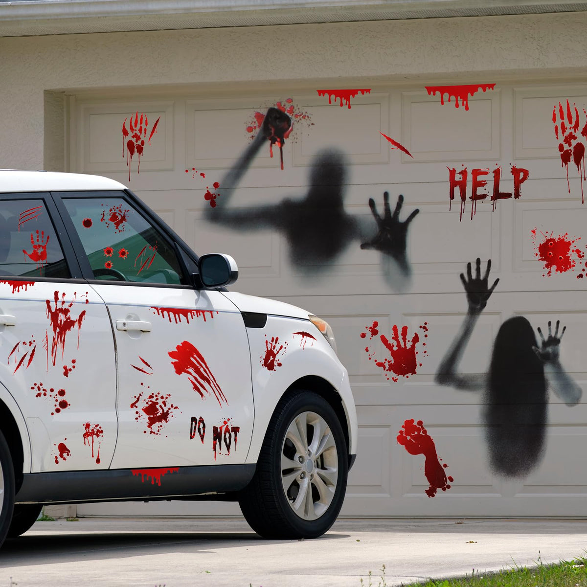 Lincia 19 Sheet Halloween Car Decorations Bloody Handprint Stickers DIY Halloween Car Accessories Horror Cars Decal Scary Blood Clings for Headlight Window Taillight Home Decor Office Party Supplies