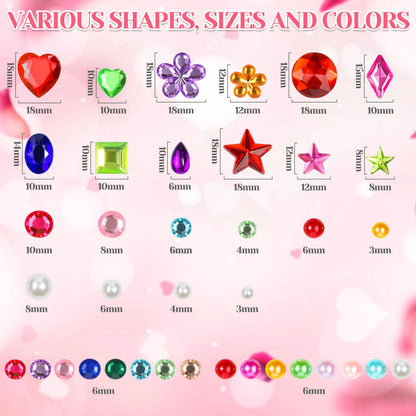 Lezmarket 3600PCS Gem Stickers, Rhinestone Stickers for Crafts, Sticky Pearls Jewels Stick on Gems Self Adhesive Sparkle Embellishments for Decoration