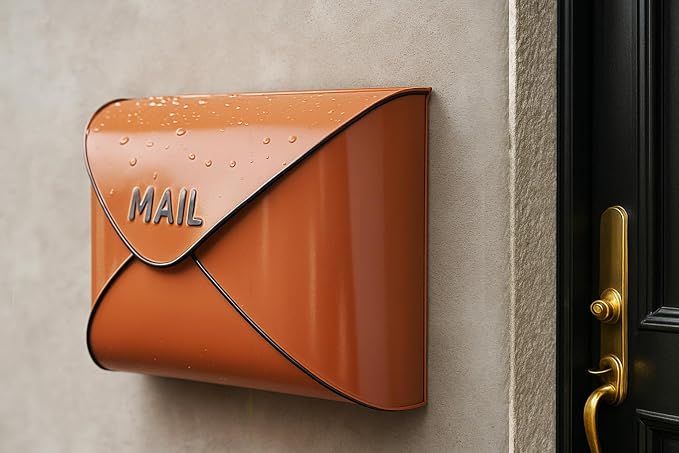 NACH Wall Mount Mailboxes, 12.5 x 10 x 5 inch Terracotta Wall Mailboxes for Outside, Waterproof Mailboxes for Outside - Envelope Mailbox
