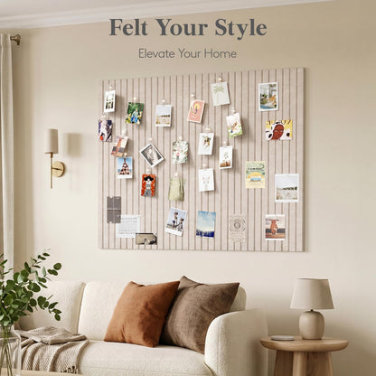 Lifewit Felt Slatted Bulletin Board, 12 Pack Self-Adhesive Panel, 48"x 36" Total Size, Cork Board Alternative, Pin Message Board with 30 Pushpins for Room and Office Decor, Home, Dorm, Gray