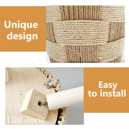 LiliGloris Boho Rattan Plant Stand Set of 2 – Handwoven Wicker Mid-Century Modern Floor Planter Stand for Indoor Plants, Large Farmhouse Decor, Sturdy Wood & Rope Design, Housewarming Gift