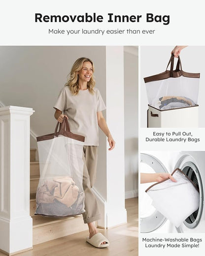 SOLEDI Laundry Hamper with Lid 90L Large & Tall Collapsible Laundry Basket