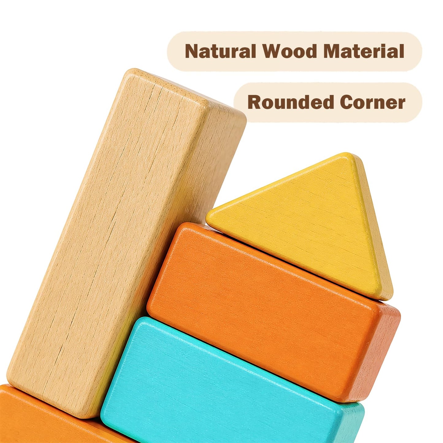 SproutSpace 100pcs Building Blocks for Toddlers 1-3, Wooden Blocks for Kids with Storage Bucket and Shape Sorter, Stacking Toys or 1 2 3 Year Old, Learning Toys for Preschool Girls and Boys