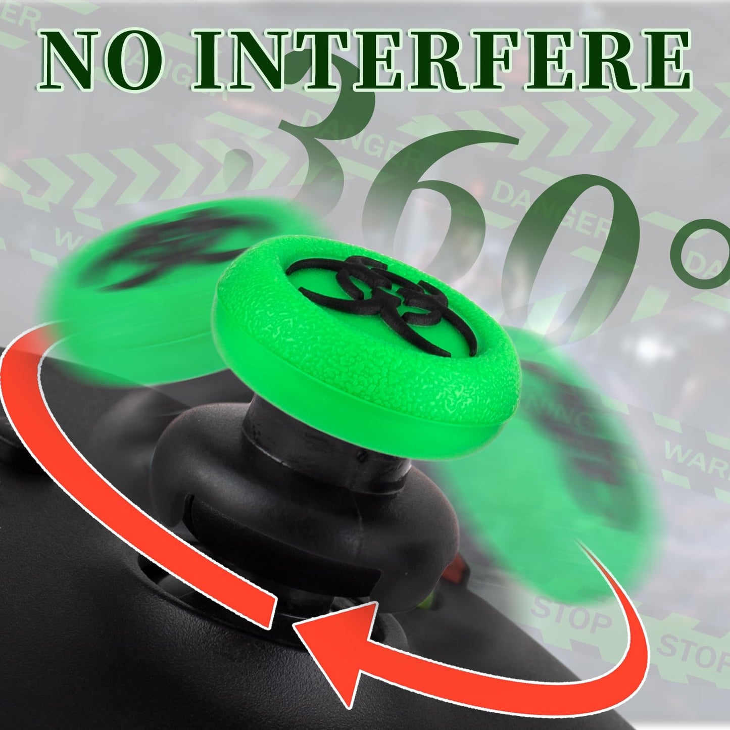 Playrealm FPS Thumbstick Extender & 3D Texture Rubber Silicone Grip Cover 2 Sets for Xbox Series X/S & Xbox One Controller(BioH Green)