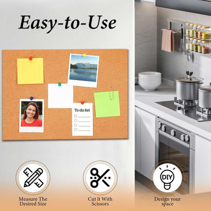Pangda Multi-Purpose Cork Board Roll 12in x 10ft, 1/4" Thick Cork Roll for Bulletin Boards, Decorative Photo and Message Push Pin Displays Versatile for Home, School, and Office