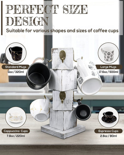 PUERSI Farmhouse Wooden Napkin Holder and Coffee Mug Holder