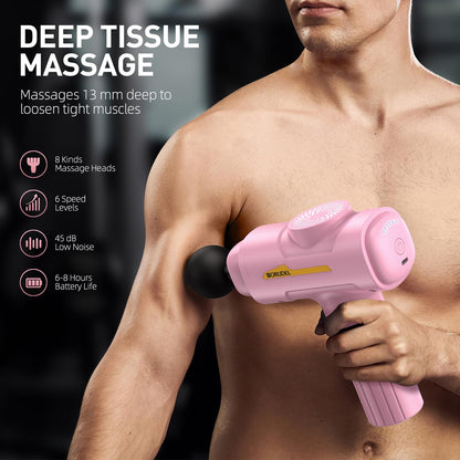 Massage Gun,Massage Gun Deep Tissue for Pain Relief with 7 Massage Heads & 6 Speeds and Carrying Case (Green)