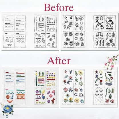 Embroidery Stitch Book Kit for Beginner Adults, 2026 Hand Embroidery Kits with Pre-Stamped Pattern, Complete Sewing Kits, Step-by-Step Guide
