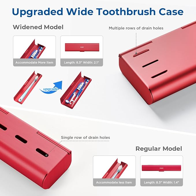 Wider Aluminum Toothbrush Travel Case, Portable Travel Toothbrush Holder