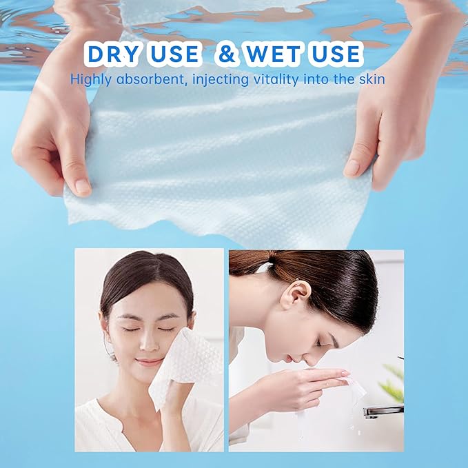 Single Use Face Towels, Ultra Soft and Thick, Disposable Makeup Remover Facial