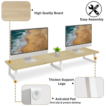 TEAMIX 42 inch + 14.2 inch Dual Monitor Riser for Desk Small Monitor Stand TV/Screen/PC/Laptop Riser Computer Stand Desktop Shelf.