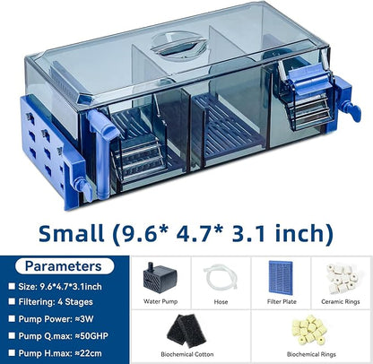 Multi Layer Aquarium Fish Tank Filter with Waterfall Oxygenation Suitable for 5-50 Gallon Fish Tanks, Flexible Mounting, Dust & Splash Protection