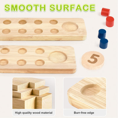 DINORUN Montessori Toys for 3 4 5 Year Old Boy Girl Birthday Gifts - Wooden Counting Peg Board for Kids 3-5, Math and Numbers Manipulatives Materials for Preschool Learning Activities