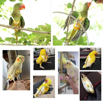 Diaper Flight Suite Liners for Birds Protective Nappy with Waterproof Inner Layer Cute Urine Wet Suit for Parrot Macaw African Budgies Conure Monk Parakeet (M,Yellow)