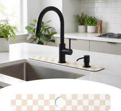 Customizable Kitchen Sink Faucet Mat: 24" Lx4 W Checkered Bathroom Counter
