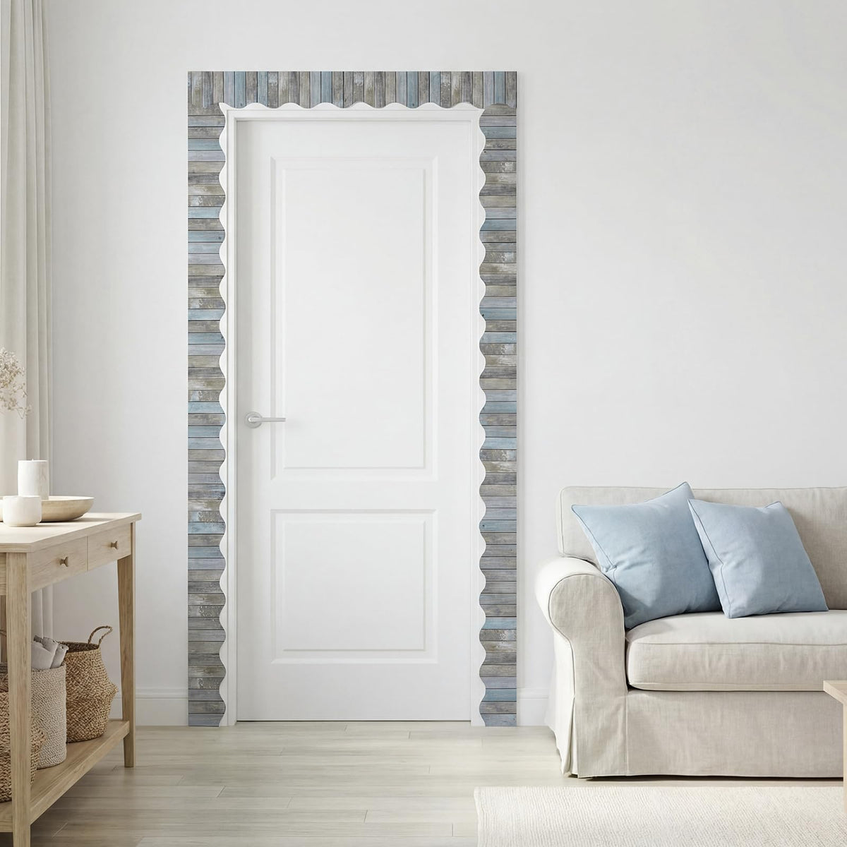 Tenceur 120 Feet Bulletin Board Borders Wooden Pattern Straight Rolled Border Trim Wood Straight for Classroom Schools Office Decoration(Gray Blue)