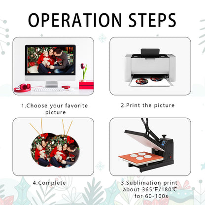 Sublimation Ceramic Ornaments Blanks with Gold String White Round Ornament Decorations Xmas Tree Gift for Heat Press Printing Crafts 12Pcs