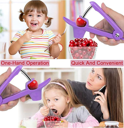 Cherry Pitter Tool Pit Remover, Cherry Core Remover Tool with Space-Saving Lock Design, Heavy-Duty Cherry Pit Remover for Kids / Making Cherry Jam