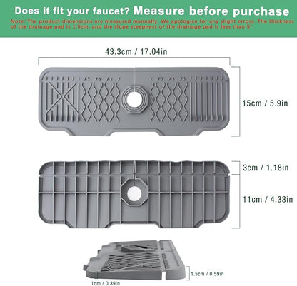 17 Inch Faucet Mat For Kitchen Sink Splash Guard Behind Faucet, ，5°Slope Fast