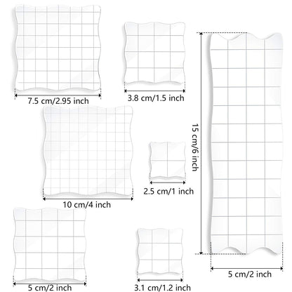 Mudder 7 Pieces Acrylic Stamp Blocks Set Clear Stamping Blocks Tools for Kids with Grid and Grip Scrapbooking Craft Making, Decorative DIY Essential Stamping Tool(Lace Edge)