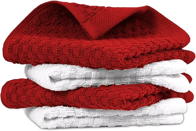Infinitee Xclusives Premium Dish Cloth 100% Cotton 12 x 12 Inches |Pack of 4|