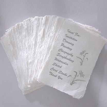 E-Tailor Handmade Paper Mixed Media Deckle Edge Blank Loose Leaf for Watercolor, Writers, Invitations, Crafts Package of 50-Thick 150 GSM-Ivory White (2x3)