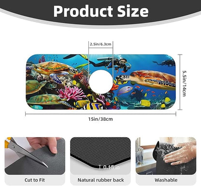 Marine turtle Kitchen sink faucet pad, strong water absorption, anti slip