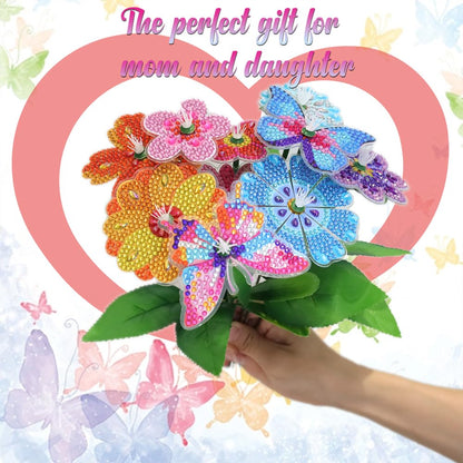 Nikolle 5D Flower Butterfly Diamond Art Kits for Adults, DIY Vase Filler Ornament Table Decoration, 10 Pcs Diamond Painting Kits for Garden Decor