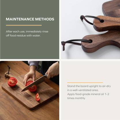 Muso Wood Walnut Cutting Board for Kitchen, Wooden Chopping Board with Handle to Hang, Square Bread Pizza Cheese Board, Charcuterie Board Used for Serving Platter 15.7x9.8 inch