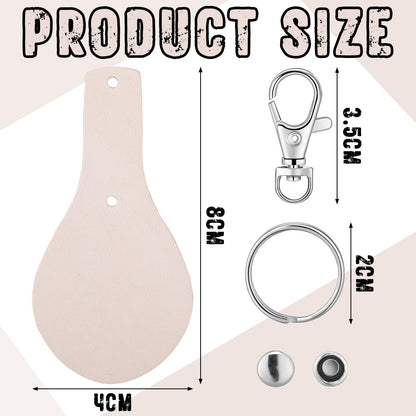 Landical 20 Pcs Leather Keychain Blank Craft Kit PU Leather Key Swivel Hook Keyring for DIY Stamping Laser Engraving(Round)