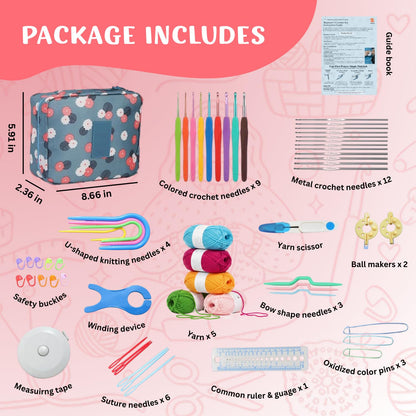 Crochet Kit for Beginners Adults & Kids | 52pcs Crochet Hooks Set with Yarn, Ergonomic Crochet Needles & Storage Case | Perfect Crochet Starter Kit for Travel, Knitting Supplies & DIY Crafts Gift