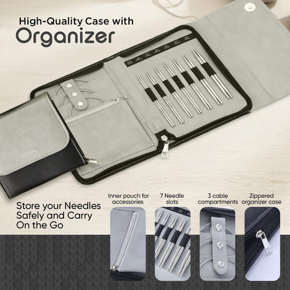 KnitPro Stelo Midi Normal Interchangeable Needle Set 5" (13cm) | 7 US Sizes (2.5 to 8)