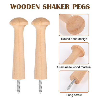 50 Pcs Wooden Shaker Peg Screw-on Pegs 2.87 Inch Long Unfinished Wood Shaker Racks for Hanging Clothes Hats Towel and More DIY Paint Color (Wood Color)