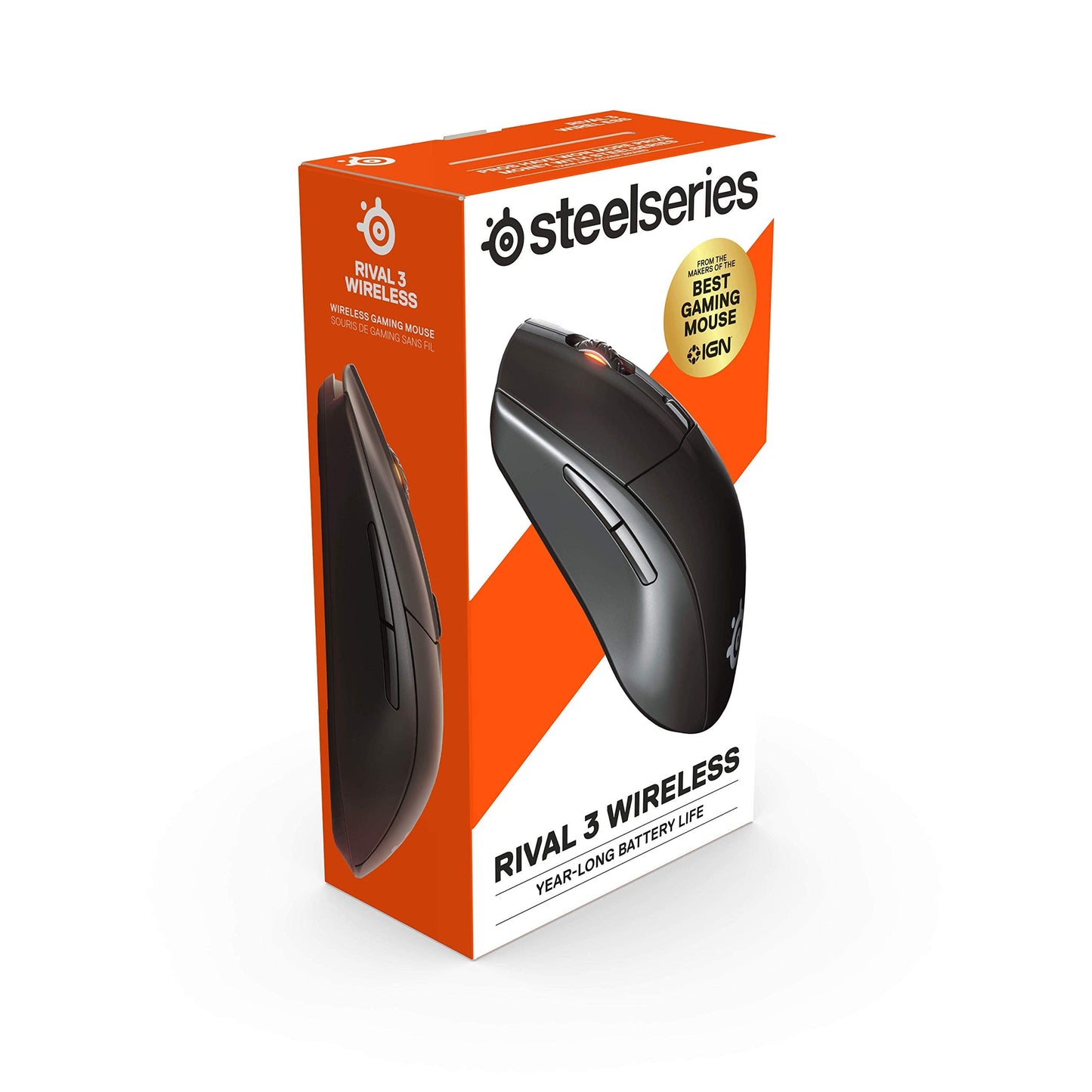 SteelSeries Rival 3 Wireless Gaming Mouse - 400+ Hour Battery Life - Dual Wireless 2.4 GHz and Bluetooth 5.0-60 Million Clicks - 18,000 CPI TrueMove Air Optical Sensor (62521) (Renewed)