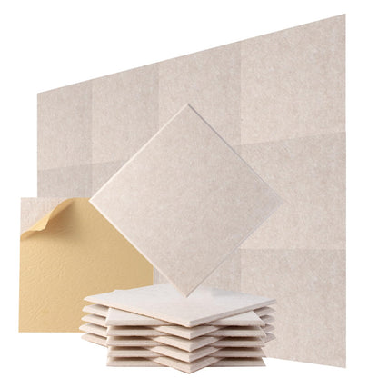 Durbles Acoustic Wall Panels - Noise Cancelling Tiles for Home Studio & Office - Quality Sound Proofing - Sound Proof Foam Panels for Walls - Easy to Install Insulation Tiles - 12 Pack (Beige)