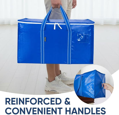BALEINE 4-Pack Oversized Moving Bags with Reinforced Handles, Heavy-Duty Storage Tote for Clothes, Moving Supplies (Royal Blue, 4-Pack)