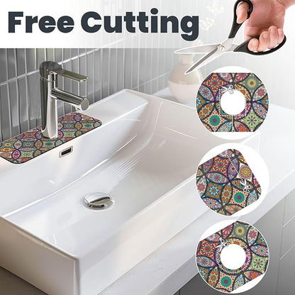 Boho Pretty Mandala Ceramic Rainbow Kitchen Sink Splash Guard Faucet Mat 1 Pcs
