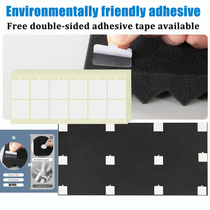 HWLIYUTAI Acoustic Foam Panels 4 Pack 48"x24"x2" - High Density Soundproof Foam Wall Panels for Noise Reduction, Studio Walls, Home Theater & Office (Black 4 Pack, 48" x 24" x 2")