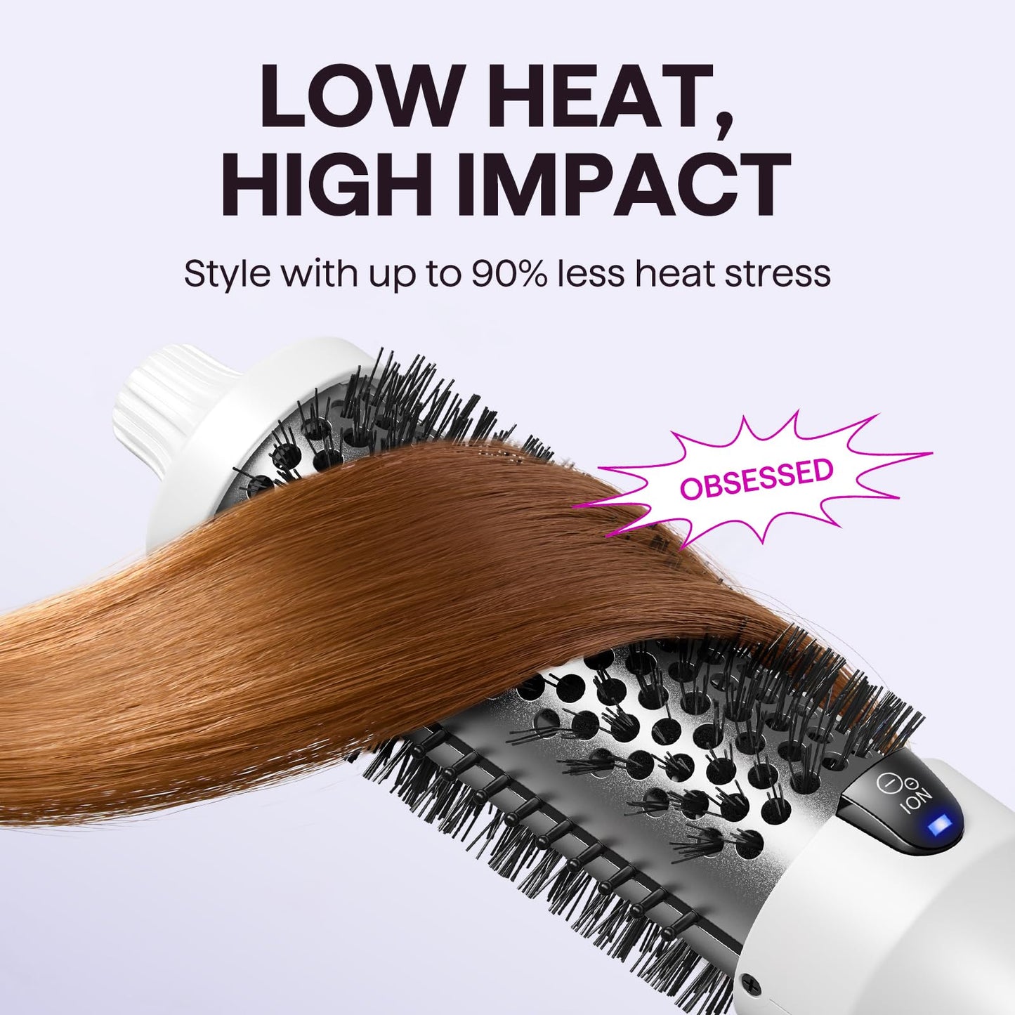 Wavytalk Thermal Brush, Blowout Boost 1.5 inch Heated Round Brush for Blowout Look, Dual Voltage, Pink, Sakura, Tourmaline Ceramic, Negative Ion Technology, 5 Temperature Settings, Less Damage