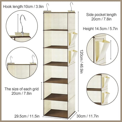 Leinuosen 6 Tier Shelf Hanging Closet Organizer Hanging Shelves