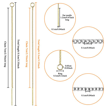 24pcs 8.5cm Ear Threads Long String Ear Threads Hypoallergenic Ears Thread Earring with Loop Drop Earrings Tassel Chain Earrings for Earring Making DIY Jewelry Craft(2 Styles,2 Colors)