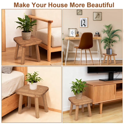 NtrlQidu Solid Wooden Stool 9.3''H Wooden Plants Stand Wooden Decorative Stool Small Wood Stand for Bathroom Bedroom Livingroom Kitchen Bathroom