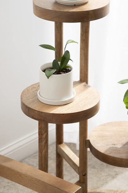 Kate and Laurel Fitley Modern 3 Tier Freestanding Plant Stand, 16 x 16 x 35, Natural Wood, Decorative Handcrafted Wood Plant Stand with Farmhouse Finish