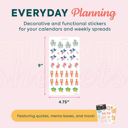 Happy Planner 15-Sheet Sticker Pack for Calendars, Journals, and Planners, Scrapbook Accessories, Classic Size, 294 Stickers Total, Whimsical Season