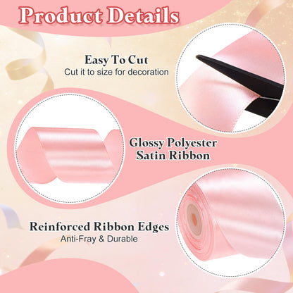 PATIKIL Satin Ribbon (24 Yards, 2" Wide, Pink) Single Face Solid Fabric Ribbon, Suit for Craft/DIY/Gift Wrapping/Hair Bows/Floral Bouquets/Wedding/Birthday/Party Decoration