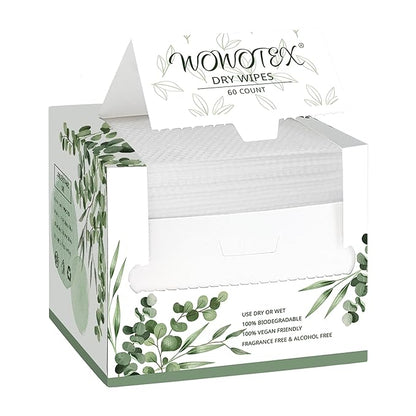Disposable Face Towel Biodegradable Large Dry Wipes 60 Count/Box Extra Thick